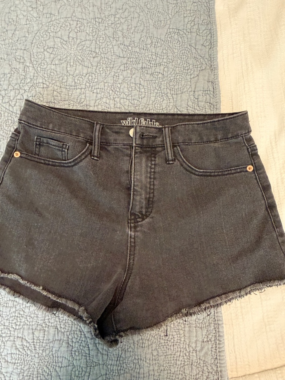 wild fable Black High-Rise Frayed Denim Shorts